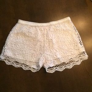 White lace shorts